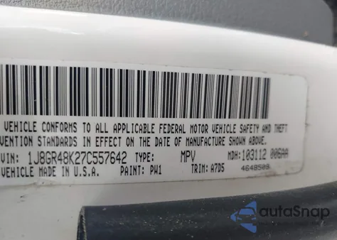 2007 Jeep Grand Cherokee Laredo z USA, uszkodzony, nr VIN 1J8GR48K27C557642